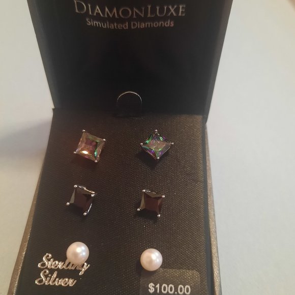 Sterling Silver Set of 3 stud earring - Picture 1 of 2